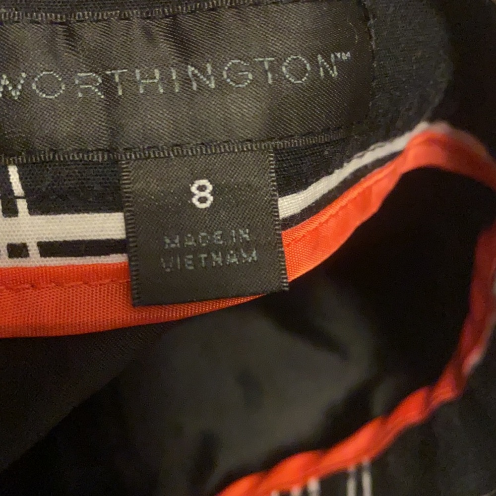 Worthington Black and White Skirt Zippered Sz 8 - Picture 6 of 6